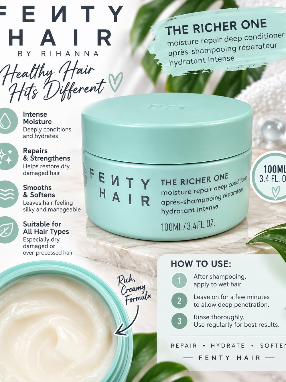 Fenty Hair Mini Reatil $18 The Richer One Deep Conditioner - Mint Green